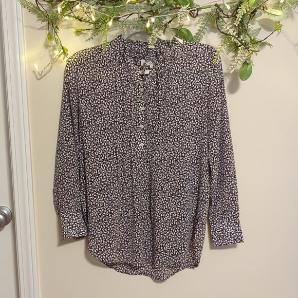 Loft Purple Floral Long Sleeve Top Sz XS - Picture 1 of 9